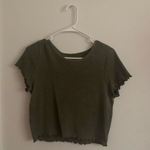Army green crop top